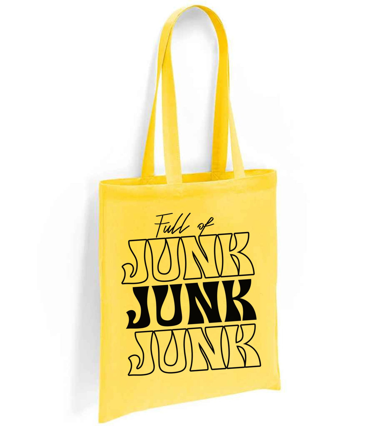 Full of JUNK JUNK JUNK tote bag in yellow