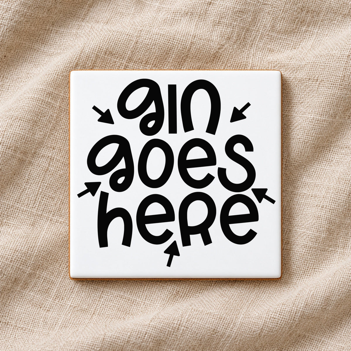 Gain Goes Here ceramic coaster in white