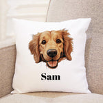 Customisable Golden Retriever Face – Cushion, personalised with your own text