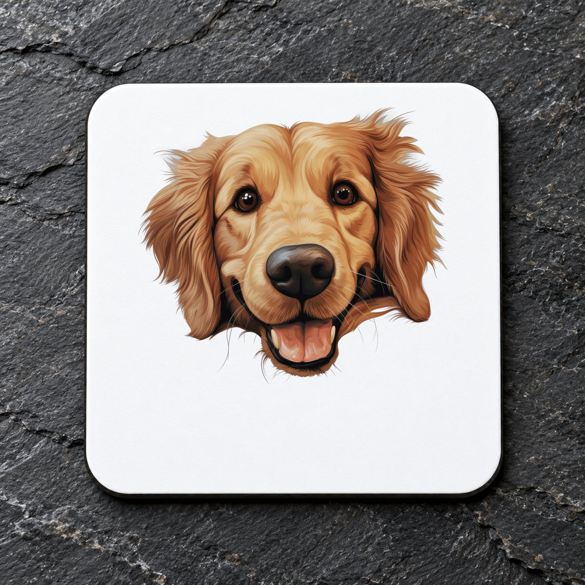 Golden Retriever Face coaster in white