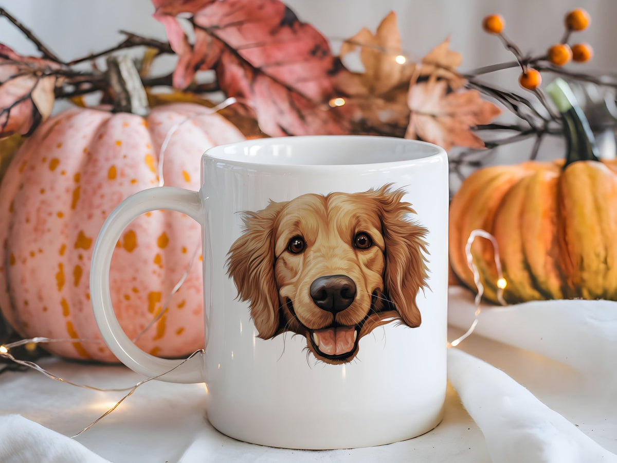 Golden Retriever Face standard mug in white