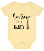 Handsome Like DADDY baby bodysuit in pale yellow