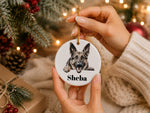 Customisable Happy German Shepherd – Ceramic Hanging Decoration, personalised with your own text