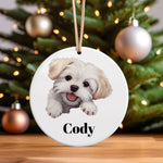 Customisable Happy Maltese Dog – Ceramic Hanging Decoration, personalised with your own text