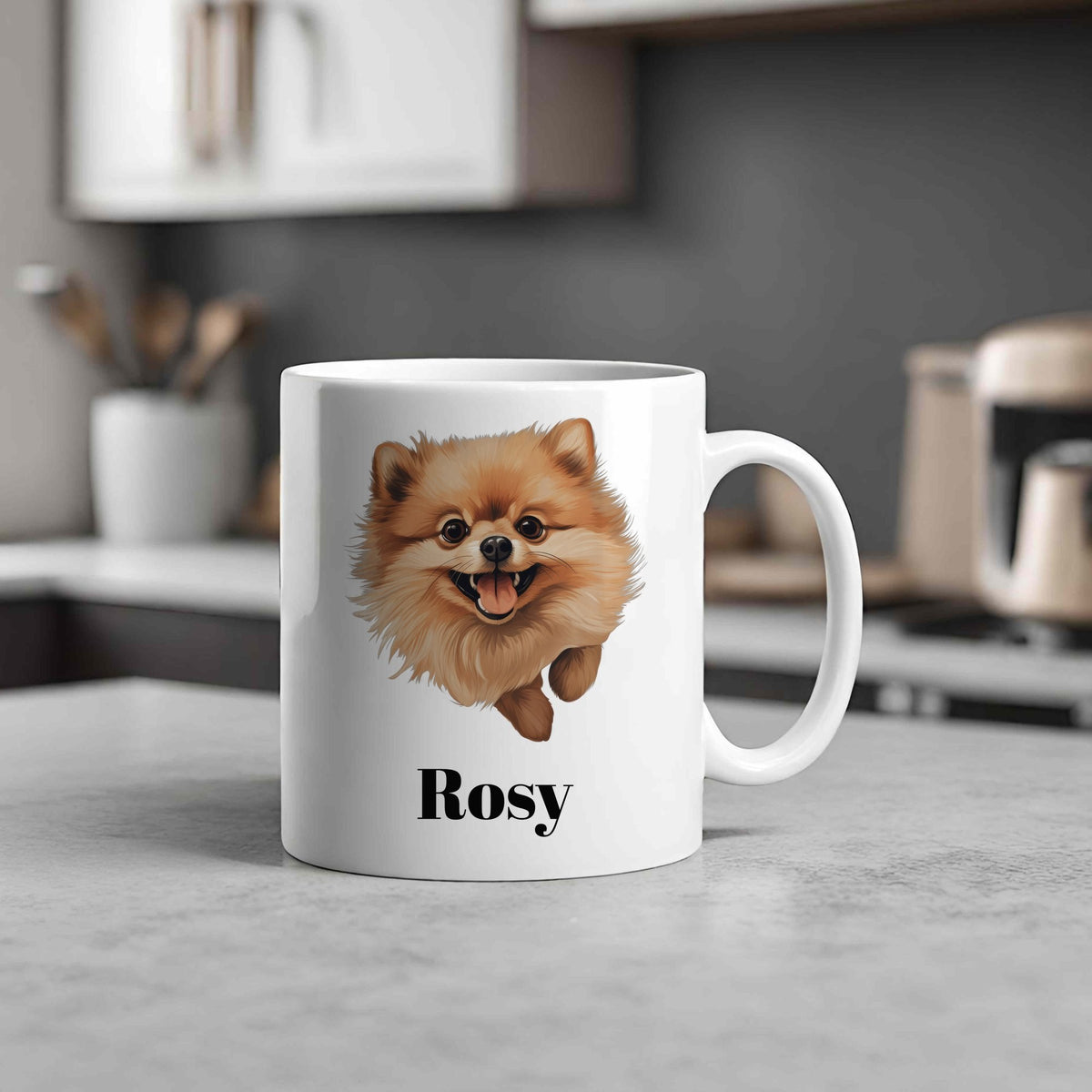 Customisable Happy Pomeranian – Orca 11oz Standard Mug, personalised with your own text