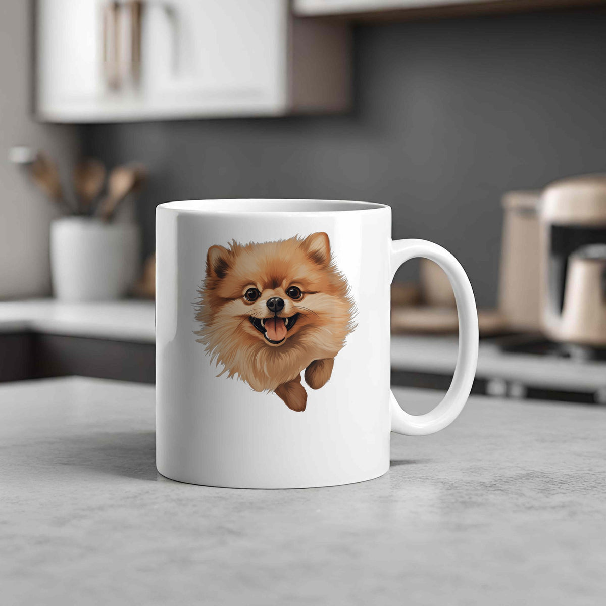 Happy Pomeranian standard mug in white