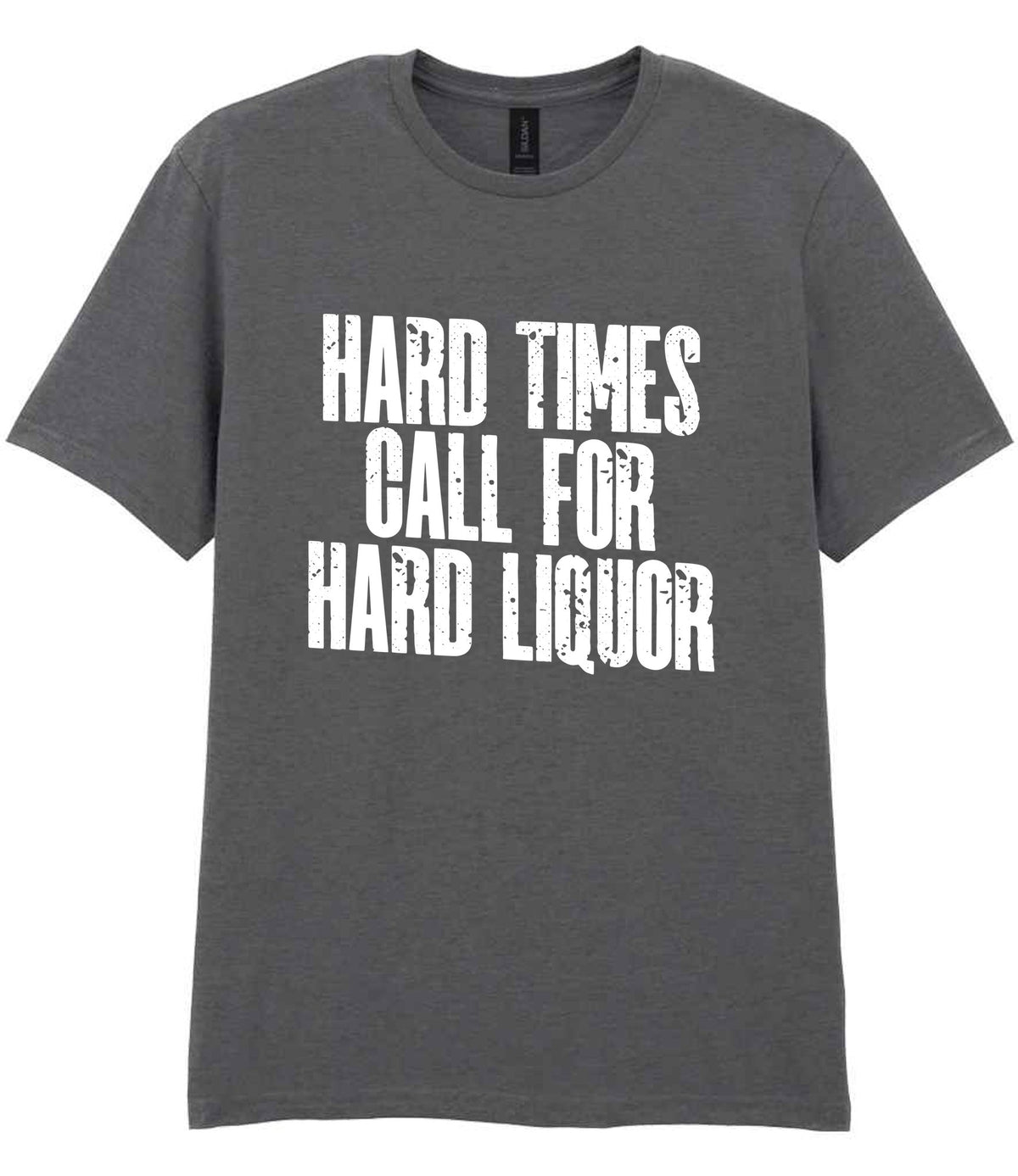 T-shirt piece of the Hard Times Call for Hard Liquor Matching Set: Mug, Coaster & T-shirt in Charcoal