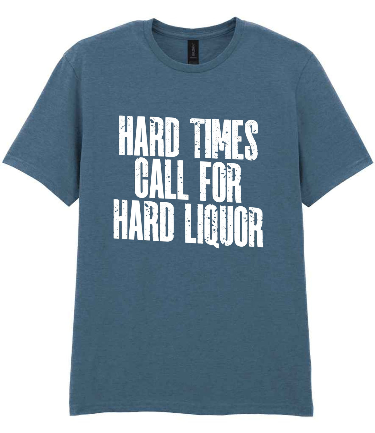 T-shirt piece of the Hard Times Call for Hard Liquor Matching Set: Mug, Coaster & T-shirt in Indigo