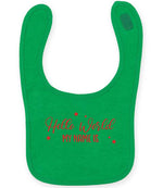 Customisable Hello World MY NAME IS – Larkwood Baby/Toddler Bib in Kelly Green with Red vinyl