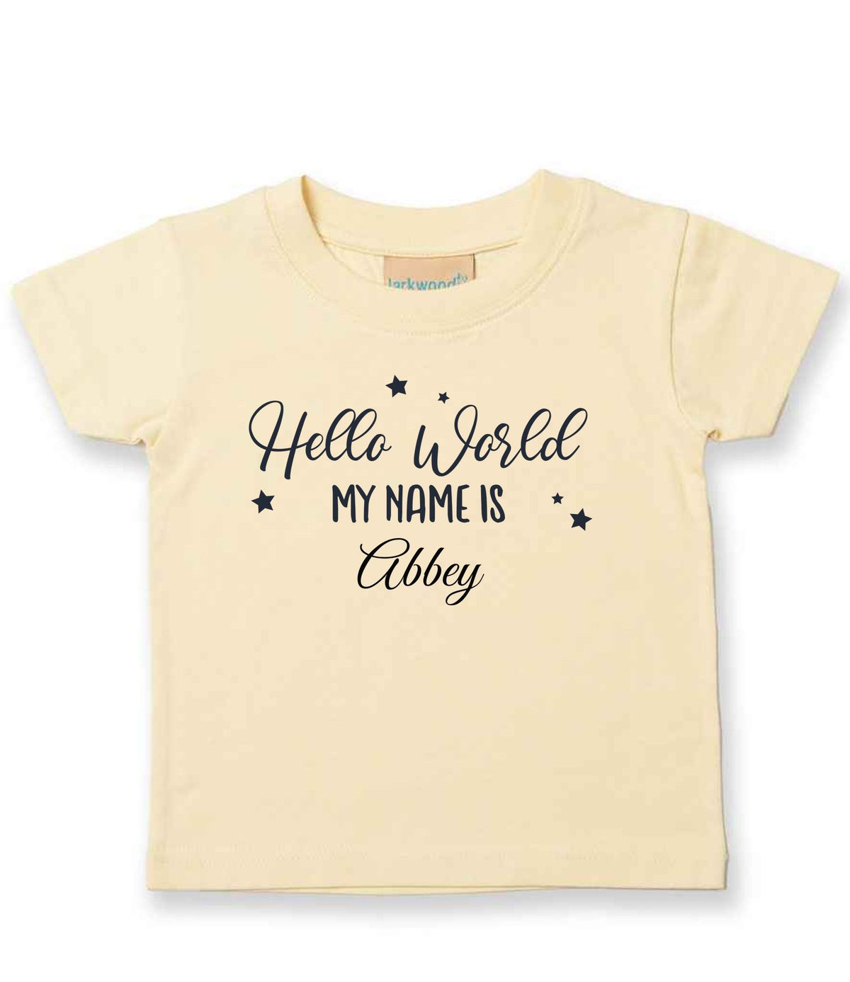 Customisable Hello World MY NAME IS – Baby T-Shirt, personalised with your own text