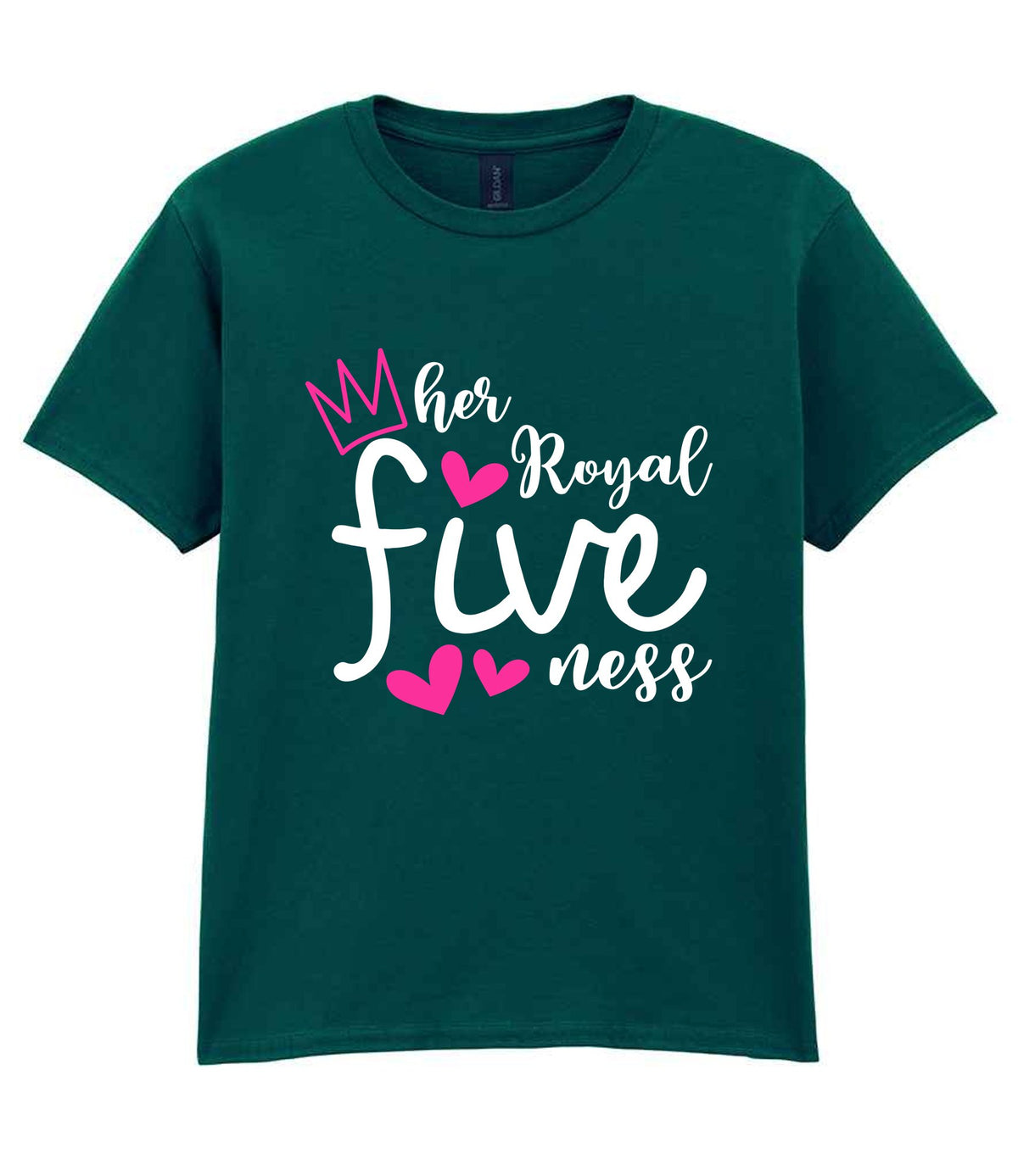 Her Royal Fiveness t-shirt in fan marine green