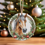 Horse Christmas Wreath ceramic hanging decoration in standard