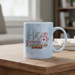 Hot Cocoa & Christmas Movies 11oz marble mug in blue