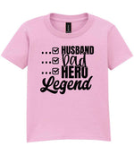 T-shirt piece of the Matching Set: Mug and T-shirt for Husband, Dad, Hero, Legend in Light Pink