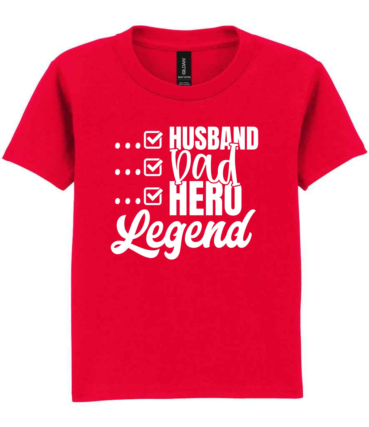 T-shirt piece of the Matching Set: Mug and T-shirt for Husband, Dad, Hero, Legend in Red