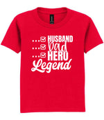 T-shirt piece of the Matching Set: Mug and T-shirt for Husband, Dad, Hero, Legend in Red