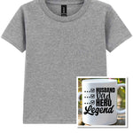 Matching Set: Mug and T-shirt for Husband, Dad, Hero, Legend in Sport Grey