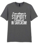 T-shirt piece of the Matching Set: Mug, Coaster & T-shirt with Sarcastic Text Design in Charcoal