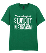 T-shirt piece of the Matching Set: Mug, Coaster & T-shirt with Sarcastic Text Design in Kelly Green