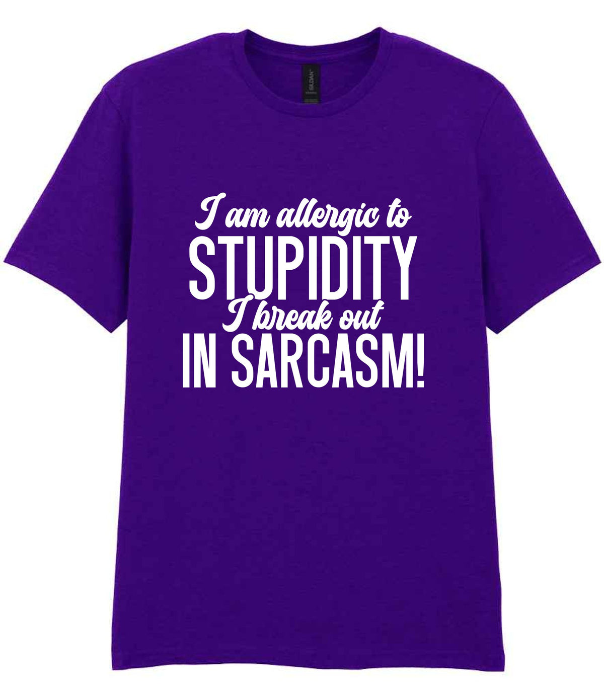 T-shirt piece of the Matching Set: Mug, Coaster & T-shirt with Sarcastic Text Design in Purple