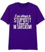 T-shirt piece of the Matching Set: Mug, Coaster & T-shirt with Sarcastic Text Design in Purple
