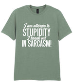 T-shirt piece of the Matching Set: Mug, Coaster & T-shirt with Sarcastic Text Design in Sage