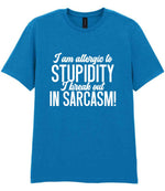 T-shirt piece of the Matching Set: Mug, Coaster & T-shirt with Sarcastic Text Design in Sapphire Blue