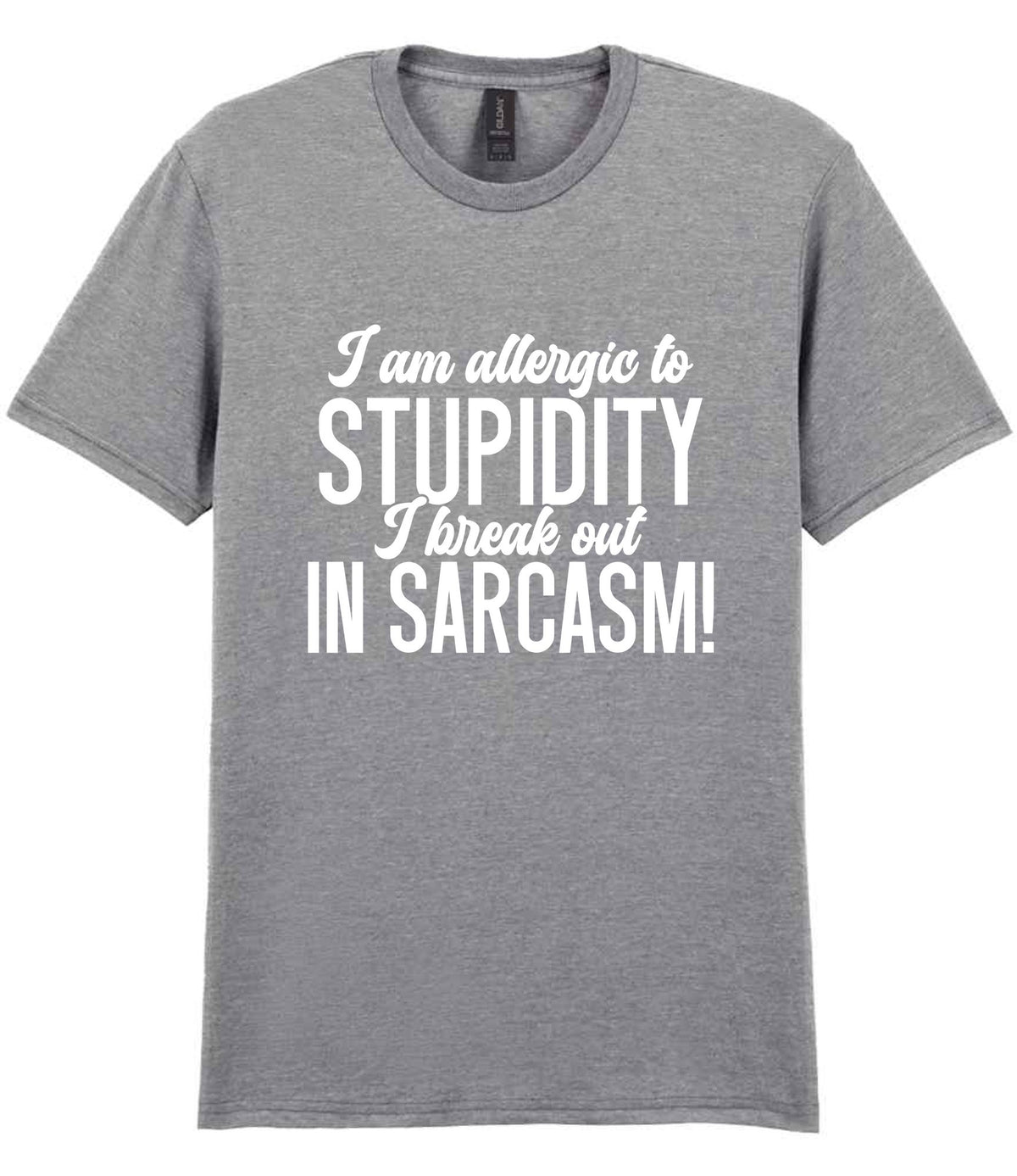 T-shirt piece of the Matching Set: Mug, Coaster & T-shirt with Sarcastic Text Design in Sport Grey