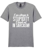T-shirt piece of the Matching Set: Mug, Coaster & T-shirt with Sarcastic Text Design in Sport Grey