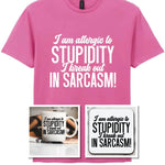 Matching Set: Mug, Coaster & T-shirt with Sarcastic Text Design in Azalea