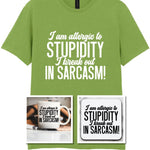 Matching Set: Mug, Coaster & T-shirt with Sarcastic Text Design in Kiwi