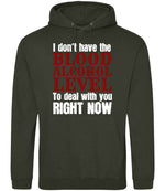 I Don't Have the BLOOD ALCOHOL LEVEL to Deal with You RIGHT NOW hoodie in combat green