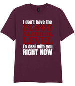 I Don't Have the BLOOD ALCOHOL LEVEL to Deal with You RIGHT NOW t-shirt in maroon