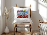 I'M DONE ADULTING Let's Be UNICORN cushion in white
