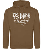 I'M HERE TO HELP Only Joking! hoodie in caramel toffee