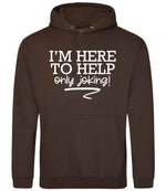 I'M HERE TO HELP Only Joking! hoodie in hot chocolate