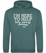 I'M HERE TO HELP Only Joking! hoodie in moss green