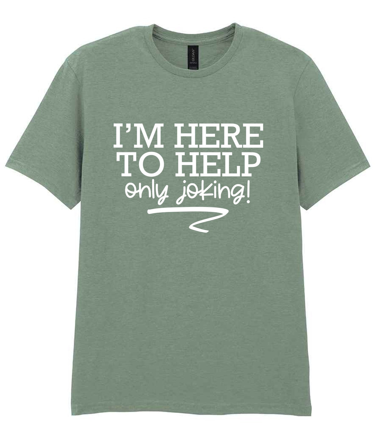 I'M HERE TO HELP Only Joking! t-shirt in sage