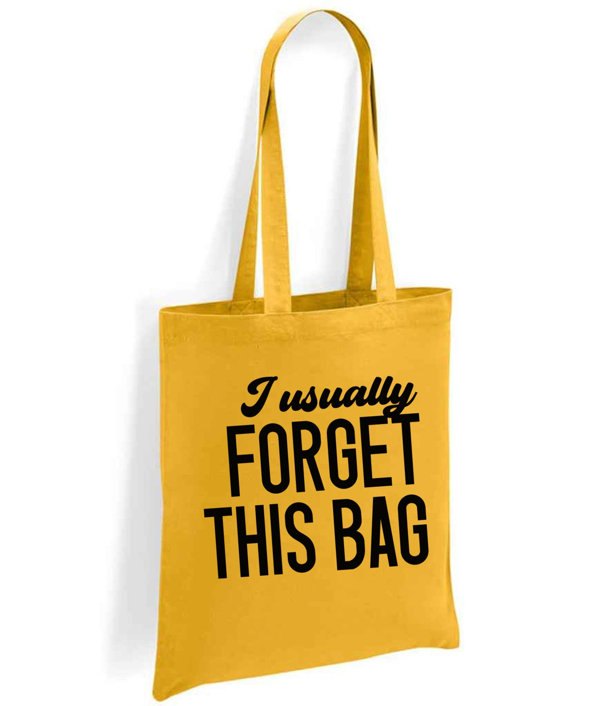 I Usually FORGET THIS BAG tote bag in mustard