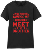 If You Think I'm Awesome You Should Meet My Brother – Ladies T-Shirt in Black with Red vinyl