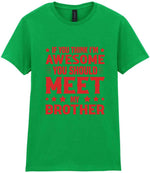 If You Think I'm Awesome You Should Meet My Brother – Ladies T-Shirt in Irish Green with Red vinyl