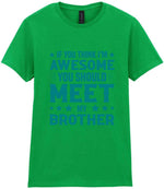 If You Think I'm Awesome You Should Meet My Brother – Ladies T-Shirt in Irish Green with Teal vinyl