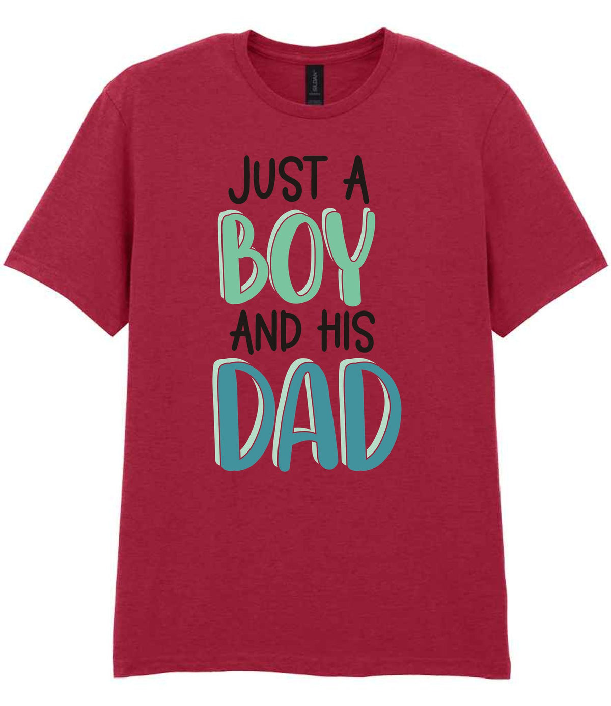 Dad piece of the Just A Boy And His Dad Matching Set with Dad and Kid T-Shirts in Cardinal Red