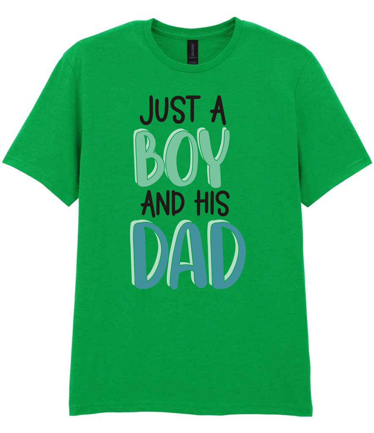 Dad piece of the Just A Boy And His Dad Matching Set with Dad and Kid T-Shirts in Irish Green