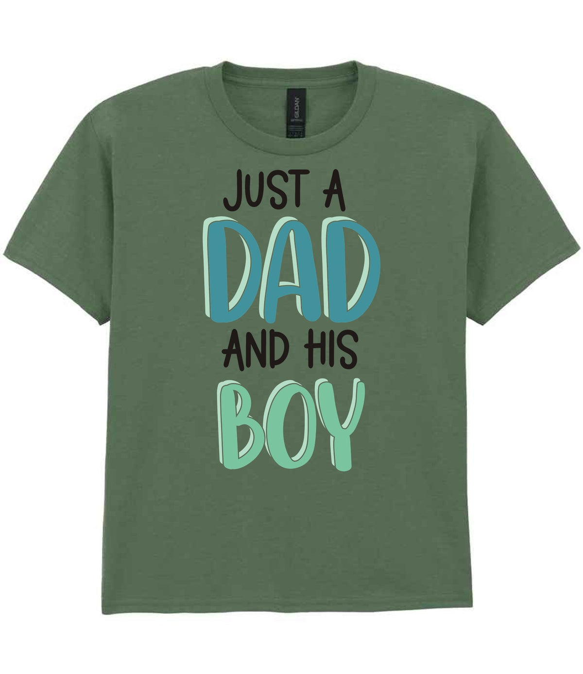 Kid piece of the Just A Boy And His Dad Matching Set with Dad and Kid T-Shirts in Military Green