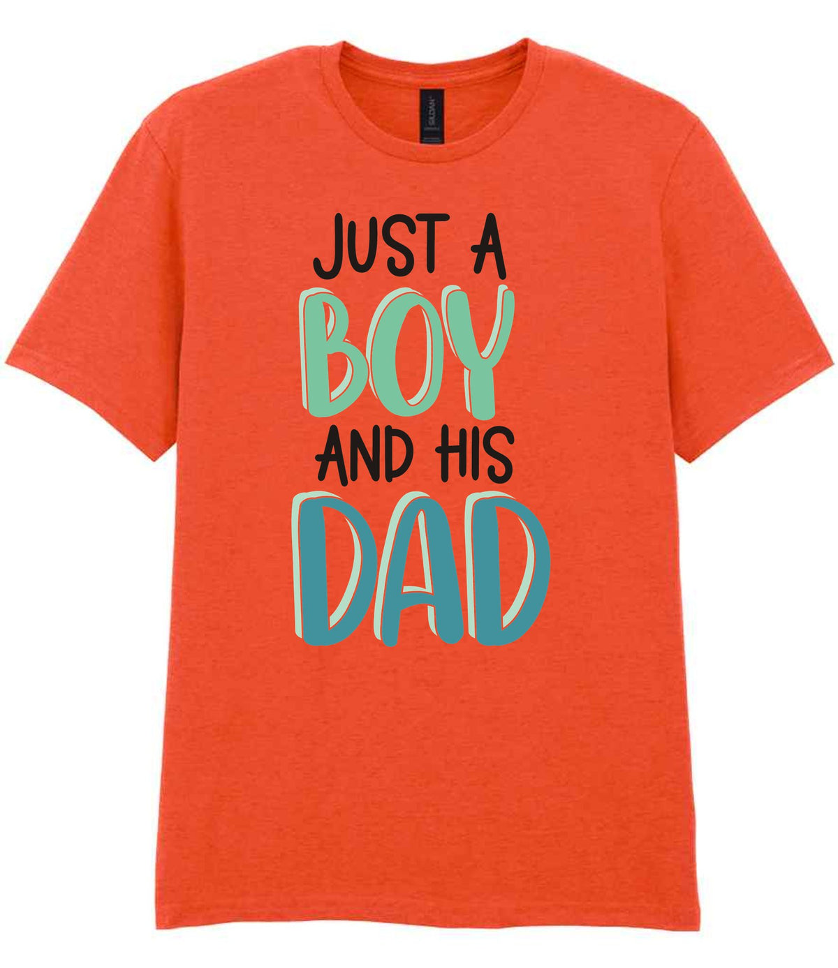 Dad piece of the Just A Boy And His Dad Matching Set with Dad and Kid T-Shirts in Orange