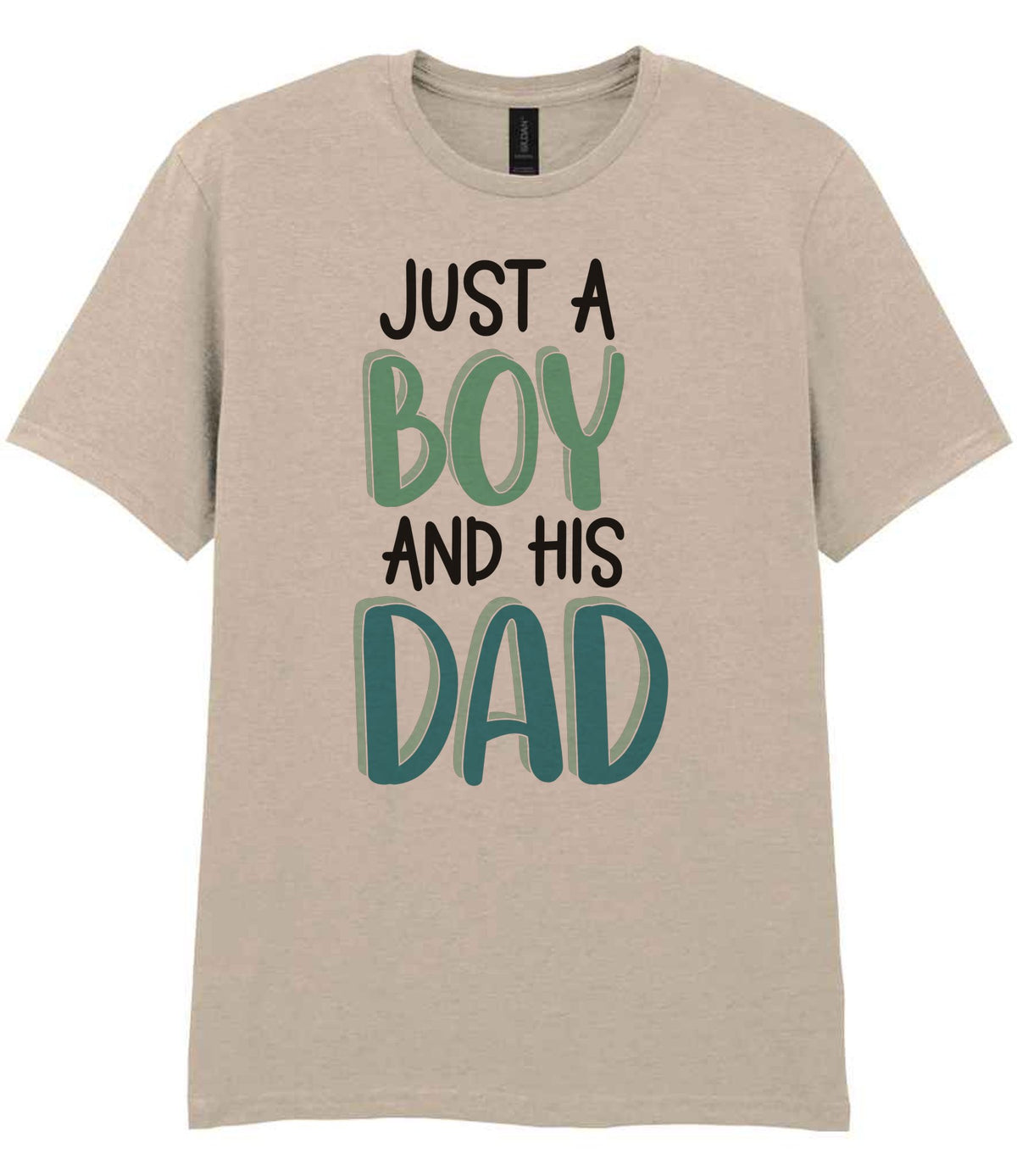 Dad piece of the Just A Boy And His Dad Matching Set with Dad and Kid T-Shirts in Sand
