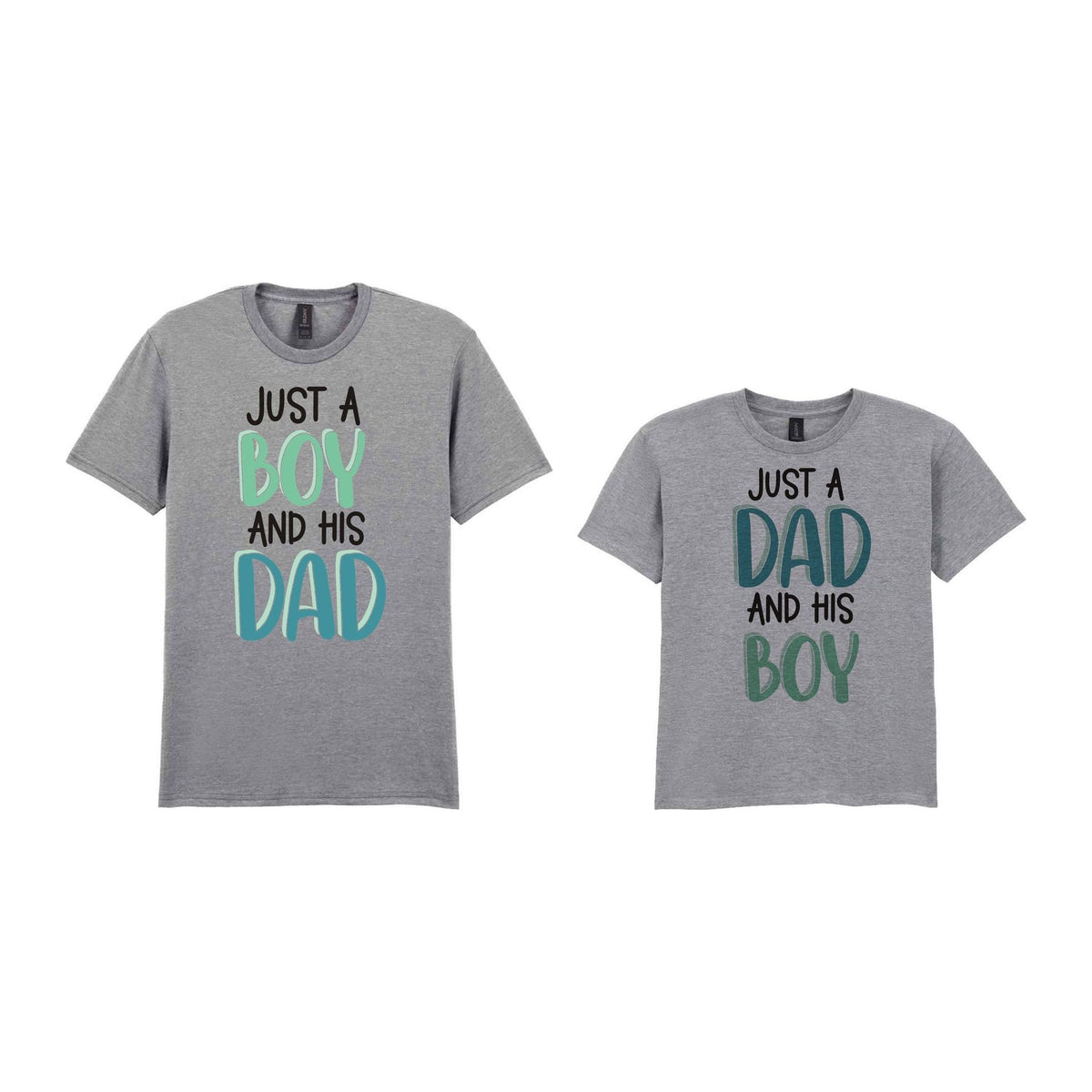 Just A Boy And His Dad Matching Set with Dad and Kid T-Shirts in Sport Grey