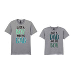 Just A Boy And His Dad Matching Set with Dad and Kid T-Shirts in Sport Grey
