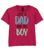 Just a Dad and His Boy t-shirt in cardinal red